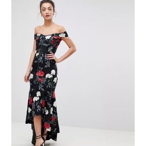 Bardot Midi Dress With Fishtail Hemi